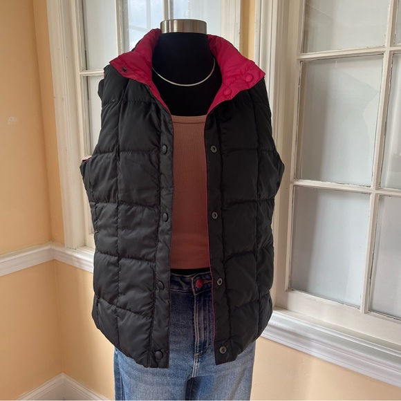 Vintage L.L. Bean reversible down vest pink black M - Picture 4 of 15
